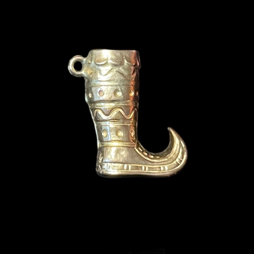 9ct Vintage Gold Hollow Jester or Elf  Boot Charm for Christmas